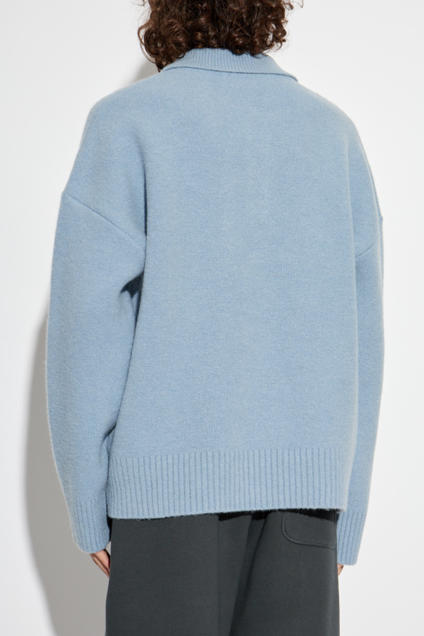 Light blue Jumper with logo Ami Alexandre Mattiussi - Vitkac GB